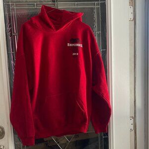 Gildan Hoodie Red Antique Motorcycle Club Of America Mens XL Pullover Pocket